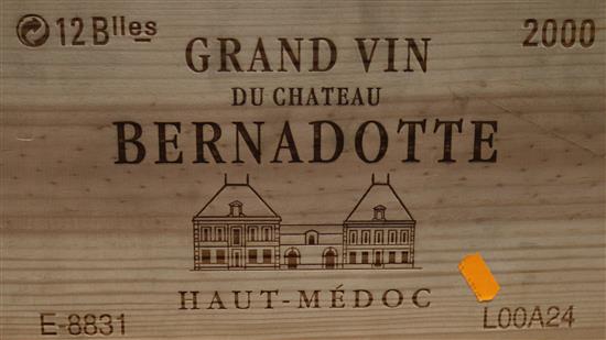 One case of Chateau Bernadotte 2000.